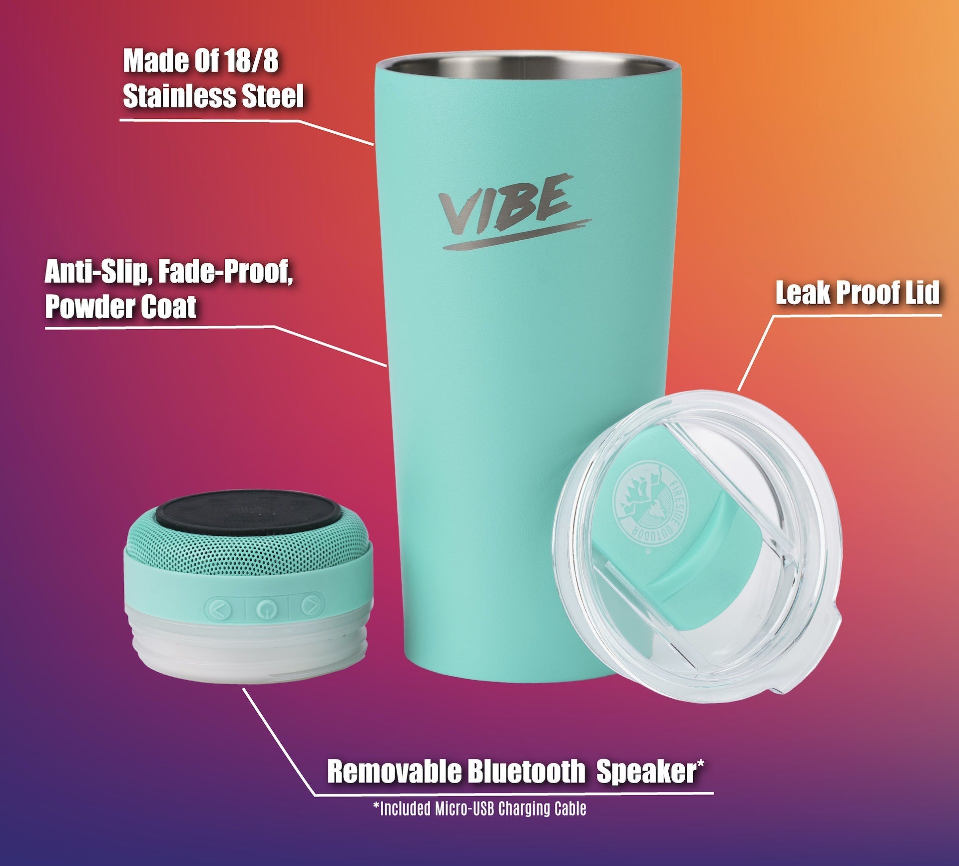 VIBE - 18oz Tumbler With Water-Resistant Bluetooth Speaker